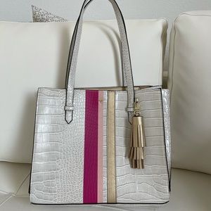 NWOT Katy Landry White Croc Faux Shoulder Purse